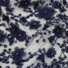 Сетка вышивка, темно-синие цветы/бусины | Textile Plaza