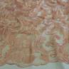 Сетка вышивка, листовой узор, цвет персиковый | Textile Plaza