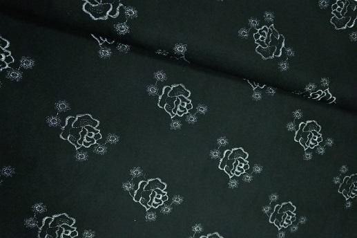 Вовна пальтова (Кашемір), чорний, срібна вишивка | Textile Plaza