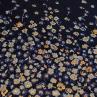 Тафта жаккард Італія принт мідно-золоті і сірі квіти на синьому фоні | Textile Plaza