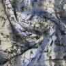 Льон жатка Італія синій абстрактний принт на сіро-синьому фоні | Textile Plaza