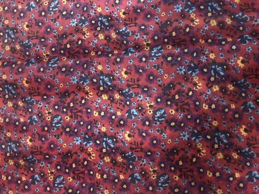 Подкладочная ткань нейлон, принт цветы на красном | Textile Plaza