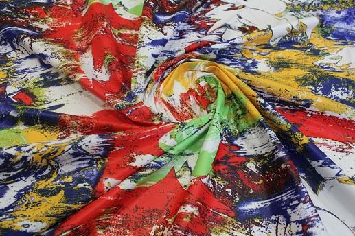 Плащова тканина принт квіти, абстракція | Textile Plaza