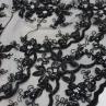 Сітка вишивка, чорні квіти/намистини | Textile Plaza