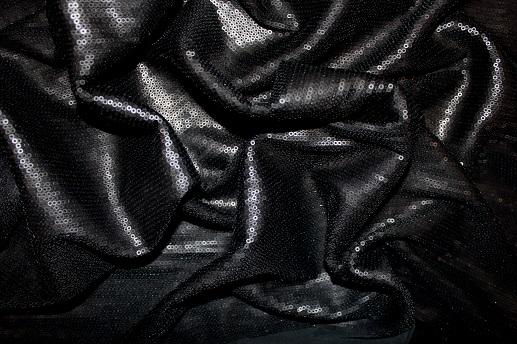 Сітка вишивка паєтками колір чорний | Textile Plaza