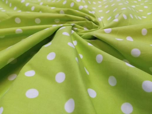 Сатин для постельного белья, бархат, горошек на зеленом фоне (компаньон) | Textile Plaza