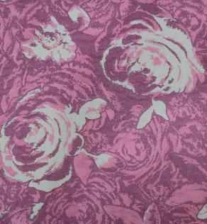 Жаккард Італія принт бежеві квіти на рожево-фіолетовому фоні | Textile Plaza