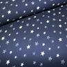 Креп-шифон білі зірки на темно-синьому | Textile Plaza
