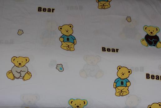 Ткань для детского постельного белья, медвежата на белом | Textile Plaza