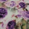 Шелк Италия принт фиолетовые розы на сером акварельном фоне (купон) | Textile Plaza