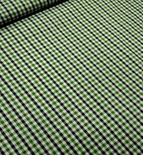 Хлопок принт рубашечный, зелено-черная клетка | Textile Plaza