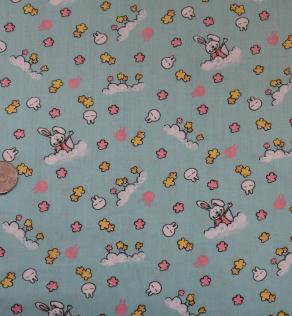 Ткань для детского постельного белья, мелкие зайчики | Textile Plaza