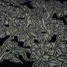 Органза Alberta Ferretti срібний квітковий принт на чорному фоні | Textile Plaza