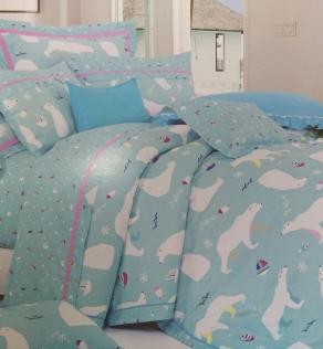 Ткань для детского постельного белья, мишки на голубом фоне | Textile Plaza
