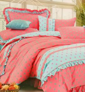 Тканина для постільної білизни, горошок на рожевому і блакитному | Textile Plaza