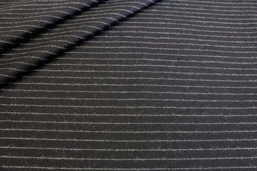 Шерсть костюмная,черная в белую полоску | Textile Plaza