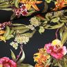 Вискоза штапель цветная лилии на черном | Textile Plaza