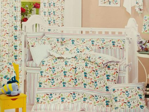 Ткань для детского постельного белья, мишки/девочки | Textile Plaza