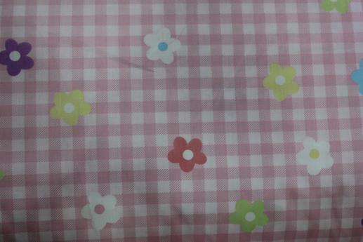 Тканина для дитячої постільної білизни, квіточки, фон в клітку (компаньйон) | Textile Plaza