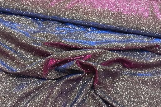 Трикотаж люрекс серебро с розовым и голубым отливом | Textile Plaza