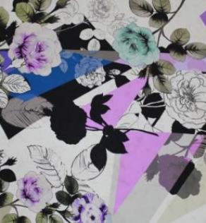 Шелк CAVALLI цветочный и абстрактный принт  | Textile Plaza
