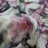 Трикотаж віскоза Італія принт рожеві квіти на сірому фоні | Textile Plaza