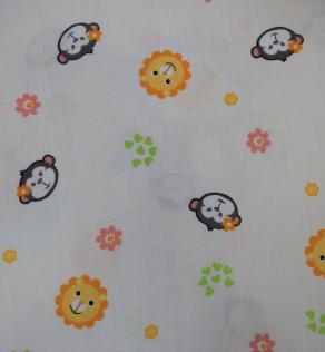 Ткань для детского постельного белья, обезьянки/львы (компаньон) | Textile Plaza