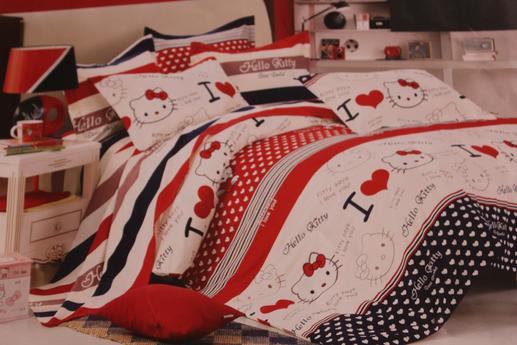Тканина для постільної білизни, Hello Kitty/сердечки | Textile Plaza