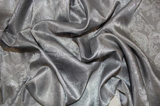 Подкладочная ткань жаккард турецкий огурец цвет серый | Textile Plaza