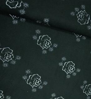 Шерсть пальтовая (Кашемир), черный, серебряная вышивка | Textile Plaza