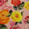Шелк ARMANI принт яркие розы на розовом фоне | Textile Plaza