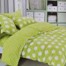 Сатин для постельного белья, бархат, горошек на зеленом фоне (компаньон) | Textile Plaza
