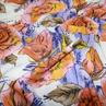 Вискоза штапель цветная оранжевые розы на бело-голубом | Textile Plaza