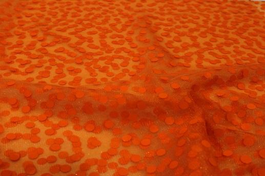 Фатин жаккард, оранжевый | Textile Plaza