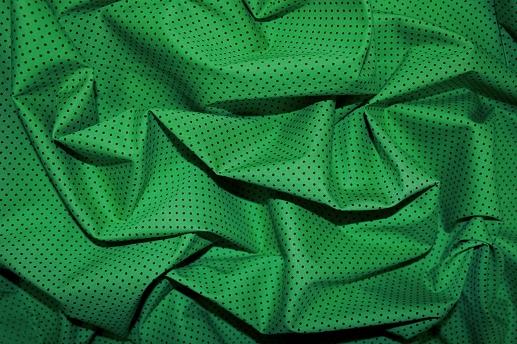  Бавовна принт зелений в дрібний чорний горох | Textile Plaza