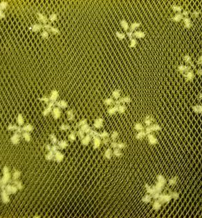Фатин флок, цветочки, желтый | Textile Plaza