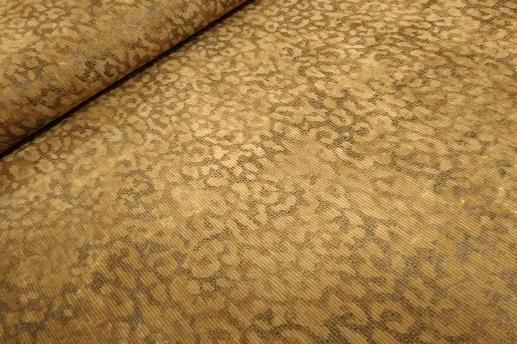 Вельвет накатка принт леопард, бежевые оттенки | Textile Plaza