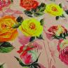 Шелк ARMANI принт яркие розы на розовом фоне | Textile Plaza