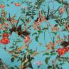 Шелк Италия VALENTINO принт птицы и цветы на голубом фоне | Textile Plaza