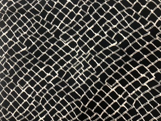 Лен, принт абстракция на черном  | Textile Plaza
