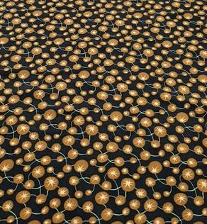 Штапель принт шарики на черном | Textile Plaza
