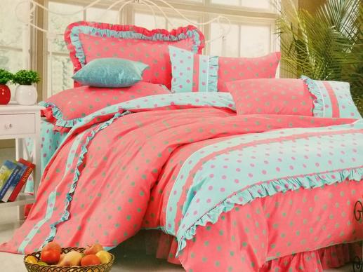 Тканина для постільної білизни, горошок на рожевому і блакитному | Textile Plaza