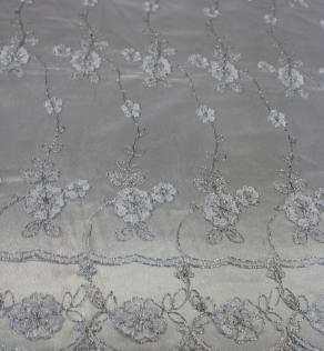 Сітка вишивка з люрексом, квітковий візерунок | Textile Plaza