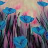 Шовк Італія блакитні квіти купон (залишок 160см, ) | Textile Plaza