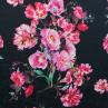 Жаккард Италия яркий цветочный принт на черном фоне | Textile Plaza
