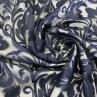 Сетка вышивка, листовой узор, цвет темно-синий | Textile Plaza
