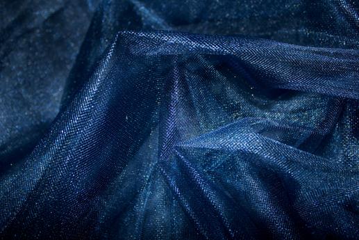 Фатин перламутр цвет темно-синий | Textile Plaza