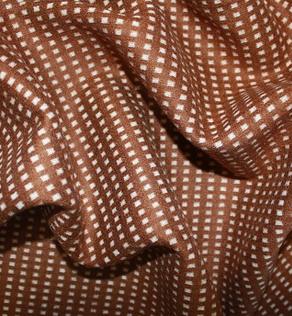 Шерсть пальтовая (остаток 1,4 м, цена указана за метр), светло-коричневый, белые квадратики | Textile Plaza