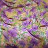 Креп-шифон фиолетовые цветы на коралловом | Textile Plaza