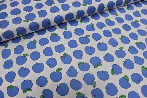 Сатин для постельного белья, синие яблочки | Textile Plaza